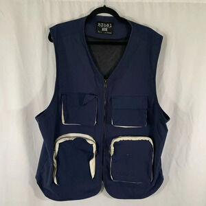 R3bel Fishing Jacket Men's 3XL Navy Blue Full Zip Sleeveless Front Pockets